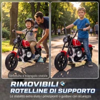 AIYAPLAY Moto Elettrica per Bambini 12V BMW R18, Batteria al Litio, 3-8 Anni, Rotelle Rimovibili, Faro, Musica, Rossa(m-6)