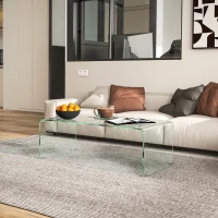 HOMCOM Stevige glazen salontafel, uit één stuk, strak en modern, 100 x 50 x 35 cm, transparant(m-7)