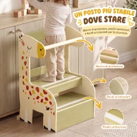 AIYAPLAY Torre Montessoriana Bambini in Legno, Antiscivolo, Barre di Sicurezza, Design a Giraffa, 3-8 Anni, Cucina, Bagno(m-5)