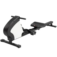Rameur d'appartement pliable - Aosom.fr x FFHandball - 8 niveaux de résistance magnétique, écran LCD - acier noir blanc(m-1)