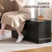 HOMCOM Cassapanca Contenitore 100 cm con 2 Cerniere di Sicurezza, Nero Effetto Legno(m-7)