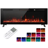 HOMCOM Ultradunne elektrische haard 127 cm voor inbouw en wandmontage, met afstandsbediening(m-14)