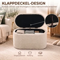 HOMCOM Sitzbank mit Stauraum 3-teiliges ineinanderstellbares Cord Truhenbank Hocker Set Beige(m-7)