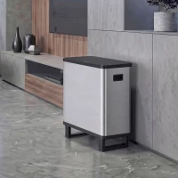 HOMCOM Pattumiera Automatica con Sensore 54L, 3 Scomparti, Secchi Interni Rimovibili, Acciaio Inox, Argento(m-9)