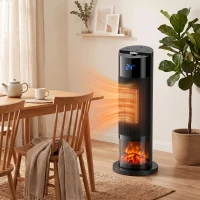 HOMCOM Calefactor Eléctrico Cerámico PTC 2000W con 5 Modos App Wi‑Fi Llama 3D Mando Protección Contra Sobrecalentamiento Negro(m-9)