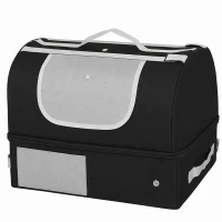 PawHut Lettiera per Gatti Portatile Pieghevole con Coperchio Rimovibile in Tessuto Oxford 600D Impermeabile, Nero(m-11)