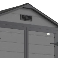 Outsunny 6'x4.5' Garden Storage Shed, Lockable Garden Shed with Double Doors, Window, Vent and Plastic Roof, Dark Grey(m-10)