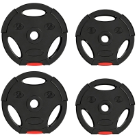 SPORTNOW Disques de poids, plaques de poids 2 x 5 kg et 2 x 7,5 kg, à trois poignées avec trous de Ø 25 mm, noir