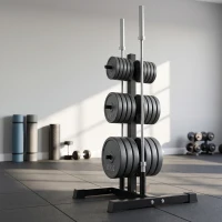 SPORTNOW Rastrelliera Portadischi 3 Livelli con Adattatori 2,5/5 cm Nero(m-9)