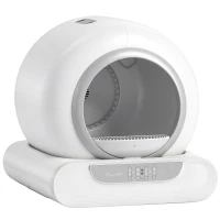PawHut Arenero Gatos Autolimpiable 65L Control APP sin Olores Antifugas Sensores de Seguridad Entrada Baja Bolsas de Basura(m-1)