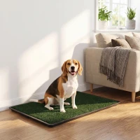 PawHut Lettiera per Cani con Prato Sintetico, Vassoio e Sistema di Drenaggio, 88x56.5 cm per Interni ed Esterni, Verde(m-2)