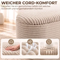HOMCOM Sitzbank mit Stauraum 3-teiliges ineinanderstellbares Cord Truhenbank Hocker Set Beige(m-4)