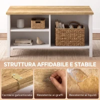 HOMCOM Cassapanca Contenitore con Coperchio Sollevabile, 80x60x40 cm, Effetto Legno Naturale(m-7)