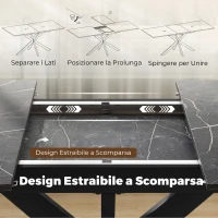 HOMCOM Tavolo da Pranzo Allungabile 4-8 Posti, Nero Effetto Marmo(m-5)