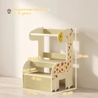 AIYAPLAY Torre Montessoriana Bambini in Legno, Antiscivolo, Barre di Sicurezza, Design a Giraffa, 3-8 Anni, Cucina, Bagno(m-3)