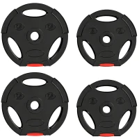 SPORTNOW Juego de Discos Pesas de 4 Piezas 2x5 kg 2x7,5 kg con Orificios de 2,5 cm para Entrenamiento Fitness en Hogar Negro(m-1)
