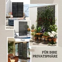 Outsunny Outdoor-Raumtrenner aus Metall, Lamellendesign, Dekorativer Raumteiler für Terrasse, Garten, Balkon, Schwarz(m-6)