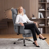 HOMCOM 250 kg Big and Tall Massage Office Chair with Heat, High Back, Height Adjustable Linen Executive Desk Chair, Dark Grey(m-7)