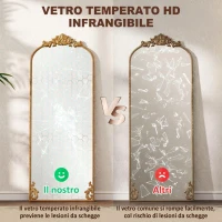 HOMCOM Specchio da Terra e da Appoggio in Stile Vintage 180x75 cm, Oro(m-7)