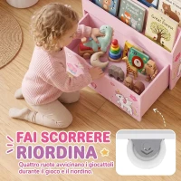 AIYAPLAY Libreria per bambini con cassetto mobile, 3 ripiani, 3-8 anni, Rosa(m-6)