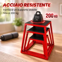 SPORTNOW Set Box Pliometrici Trapezoidali Antiscivolo, 30.5-61 cm, Rosso(m-7)