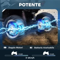 HOMCOM Quad Elettrico per Bambini 3-5 Anni a 12V con Fari e Pedale, Presa USB per Musica, Bianco(m-3)