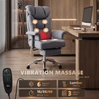 HOMCOM 250 kg Big and Tall Massage Office Chair with Heat, High Back, Height Adjustable Linen Executive Desk Chair, Dark Grey(m-4)