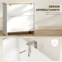 HOMCOM Credenza Cucina, Mobile Cucina con Cassetto, Ripiano Regolabile, Piano di Lavoro Rovere, 78.5x35x80cm, Bianco(m-6)