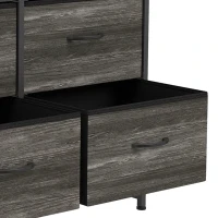 HOMCOM Commode, Meuble de Rangement pour Chambre, 6 Tiroirs en Tissu en Lin, Cadre en Acier, 80 x 29 x 85 cm, Gris(m-11)