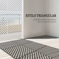 Outsunny Separador de Ambientes Exterior con 3 Piezas Patrón de Triángulo Invertido con Marco de Acero 122x45x198 cm Blanco(m-4)