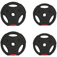 SPORTNOW Disques de poids, plaques de poids 2 x 5 kg et 2 x 2,5 kg, à trois poignées avec trous de Ø 25 mm, noir