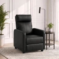 HOMCOM Poltrona Relax Reclinabile Manuale 155° con Poggiapiedi in Pelle PU per Soggiorno e Camera da Letto, Nero(m-8)