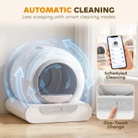PawHut Self Cleaning Cat Litter Tray, Automatic Cat Litter Tray w/ APP Control, 65L Extra Large Capacity, 9L Waste Bin(m-4)