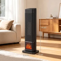 HOMCOM 2000W keramische heater met vlameffect, thermostaat en afstandsbediening, zwart(m-3)