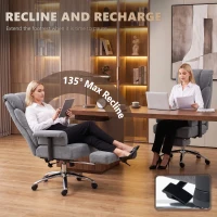 HOMCOM 250 kg Big and Tall Massage Office Chair with Heat, High Back, Height Adjustable Linen Executive Desk Chair, Dark Grey(m-6)