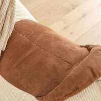 AIYAPLAY Cavallo a Dondolo per Bambini 18-36 Mesi in Velluto a Coste con Suoni e Base in Legno di Pioppo, Bianco(m-9)