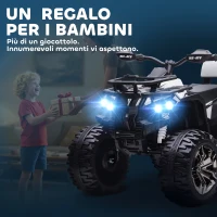 HOMCOM Quad Elettrico per Bambini 3-5 Anni a 12V con Fari e Pedale, Presa USB per Musica, Bianco(m-7)