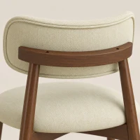 HOMCOM Lot de 2 Chaises Salle à Manger, Chaises de Cuisine en Chenille avec Dossier Incurvé, Assise Rembourrée, Beige(m-11)