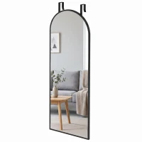 HOMCOM Specchio da Parete e Porta con Cornice in Alluminio ad Arco e Ganci, 110x40 cm, Nero(m-11)