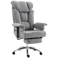 HOMCOM 250 kg Big and Tall Massage Office Chair with Heat, High Back, Height Adjustable Linen Executive Desk Chair, Grey(m-1)