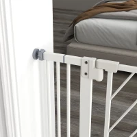 PawHut Pressure Fit Stair Gate Dog Gate w/ Auto Closing Door, Double Locking, Easy Installation, for 74-100cm Openings - White(m-11)