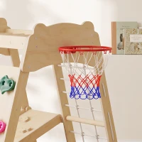 AIYAPLAY Struttura da Arrampicata per Bambini 7 in 1 in Legno, Scivolo Reversibile, Parco Giochi Montessori, 3-6 Anni(m-9)