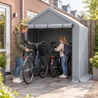 Fietsgarage met roldeur, roldeur met rits en drukknopen voor ventilatie en privacy, verzinkt stalen frame en waterdicht, 190×170×200 cm, donkergrijs(m-2)