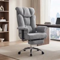 HOMCOM 250 kg Big and Tall Massage Office Chair with Heat, High Back, Height Adjustable Linen Executive Desk Chair, Grey(m-2)