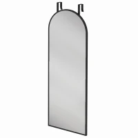 HOMCOM Specchio da Parete e Porta con Cornice in Alluminio ad Arco e Ganci, 110x40 cm, Nero(m-1)