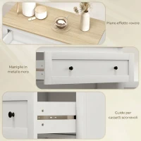 HOMCOM Credenza Cucina, Mobile Cucina con Cassetto, Ripiano Regolabile, Piano di Lavoro Rovere, 78.5x35x80cm, Bianco(m-7)