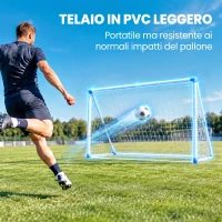 SPORTNOW Porta da Calcio Pieghevole con Pompa, Picchetti e Pallone 183 x 96 x 130 cm, Bianca(m-7)
