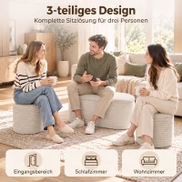 HOMCOM Sitzbank mit Stauraum 3-teiliges ineinanderstellbares Cord Truhenbank Hocker Set Beige(m-5)