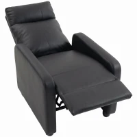 HOMCOM Poltrona Relax Reclinabile Manuale 155° con Poggiapiedi in Pelle PU per Soggiorno e Camera da Letto, Nero(m-11)