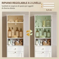 HOMCOM Mobile Bagno a Colonna 180 cm con Cesto Portabiancheria Ribaltabile, Bianco(m-6)